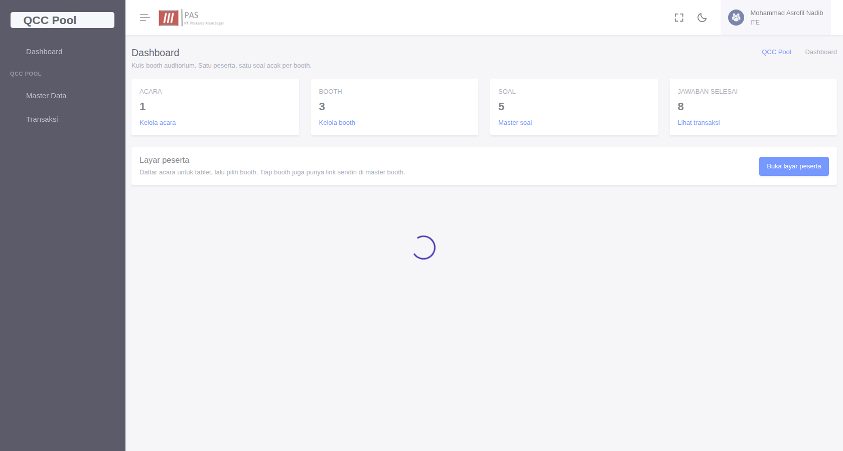 QCC Pool admin dashboard