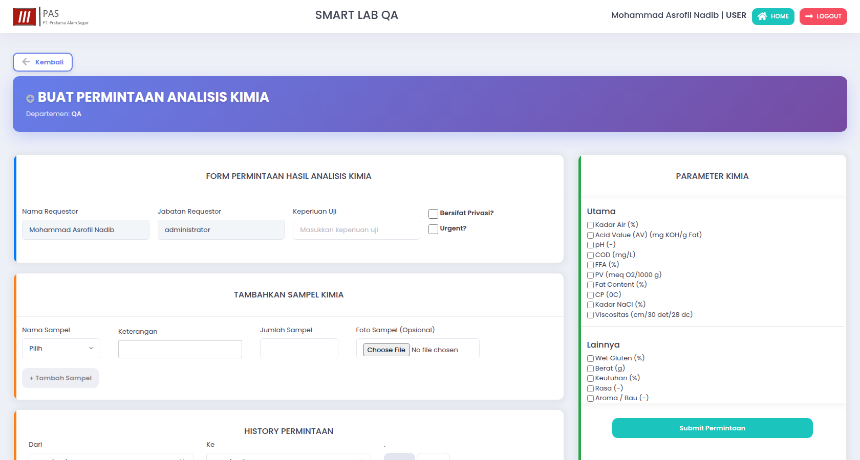 Smart Lab chemistry request